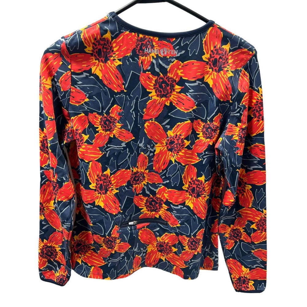 Hang Ten Long Sleeve Sun Tee Rash Guard-UPF 50+-Quick Dry Pocket Orange XS - Picture 2 of 5